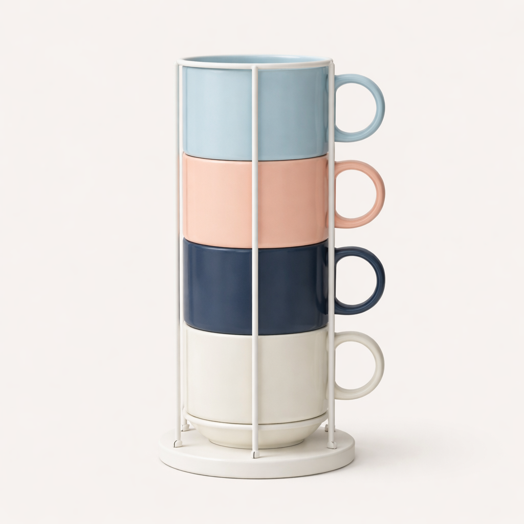 Stackable Mug Set, 4 Pieces - front